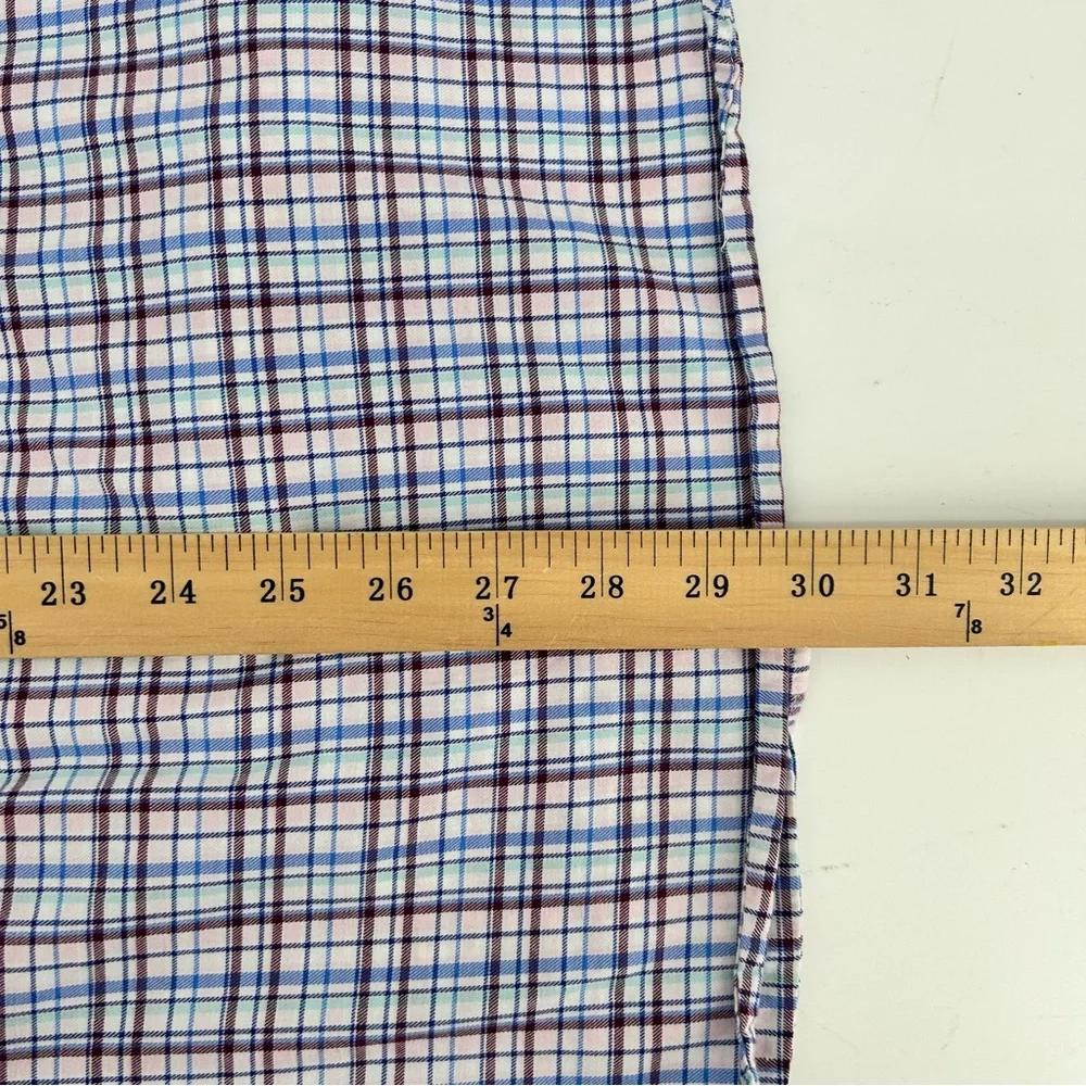 Le Tigre Men’s Long Sleeve Plaid Flannel Shirt Sz L Logo Blue Pink‎ Preppy Soft